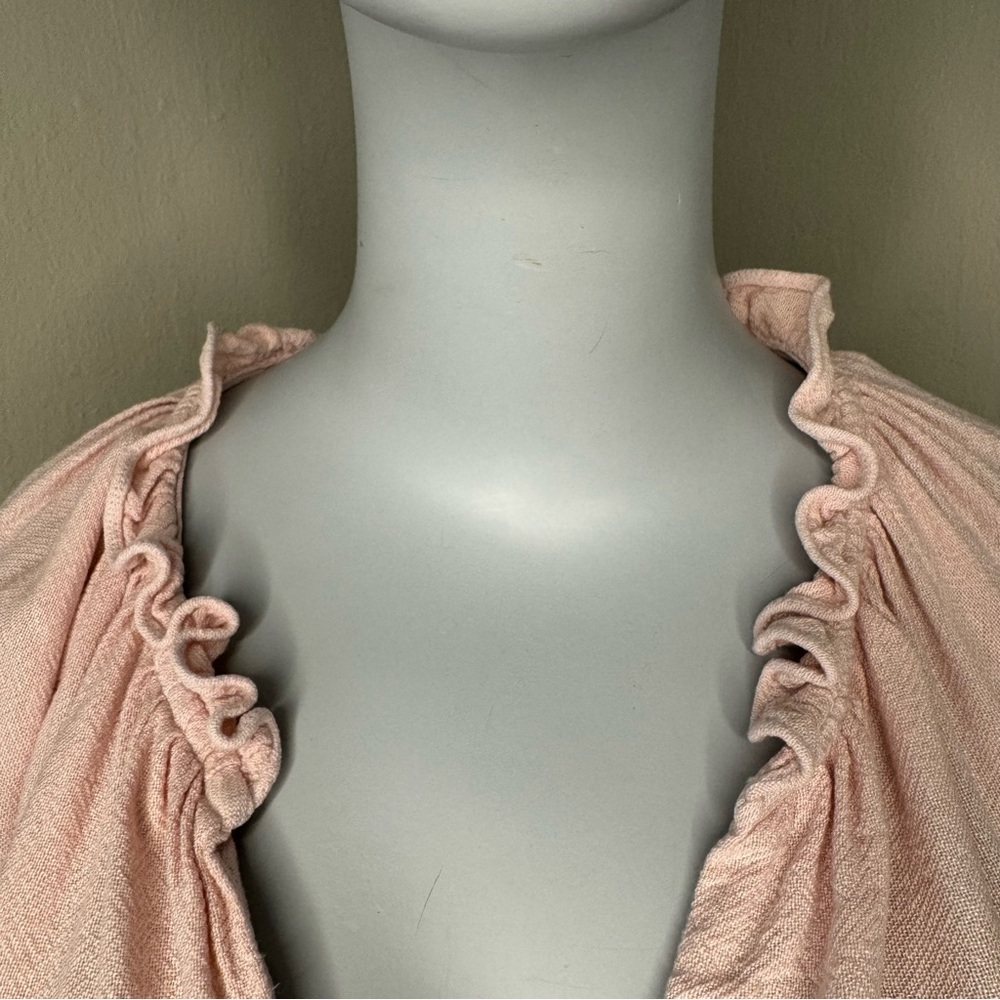 XIRENA Camila Crepe Top Rosefinch Pale Pink V-Neck Long Sleeve Loose Fit Size SM - Picture 7 of 16